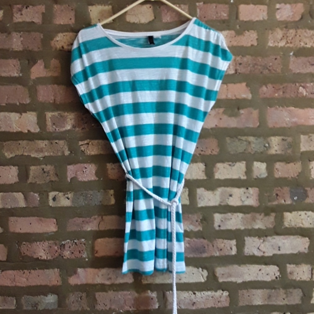 Stripped shirt/dress belted